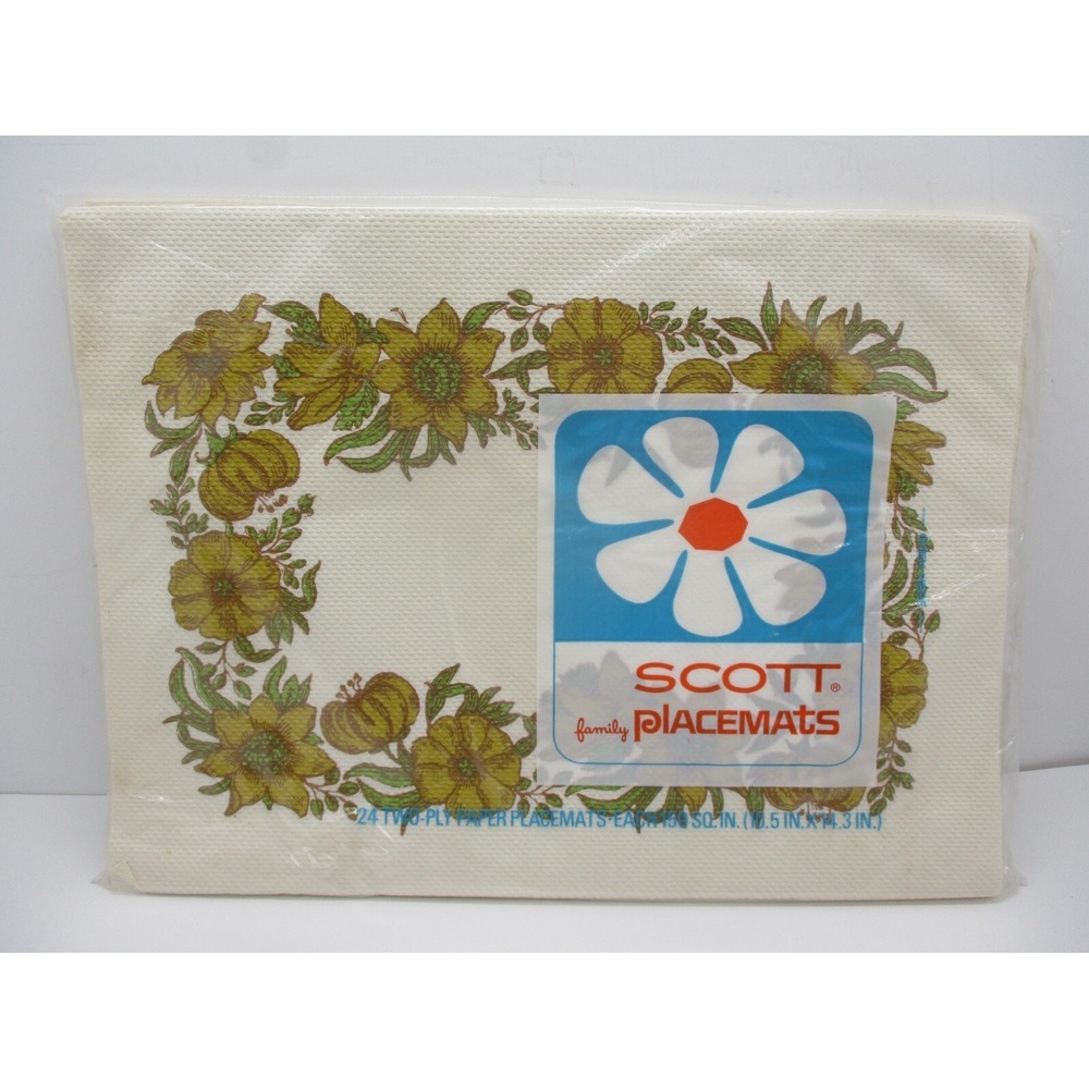 Vintage Scott Family Placemats 24 Textured Paper Placemats NIP 1966 Flowers